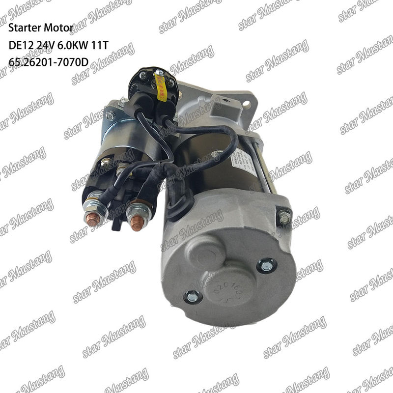 DE12 محرك بدء المحرك 24V 6.0KW 11T 65.26201-7070D لأجزاء احتياطية محرك دوسان دايو