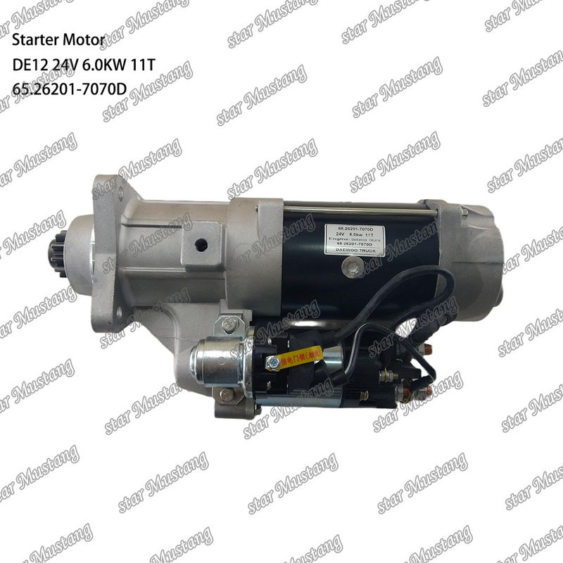 DE12 محرك بدء المحرك 24V 6.0KW 11T 65.26201-7070D لأجزاء احتياطية محرك دوسان دايو