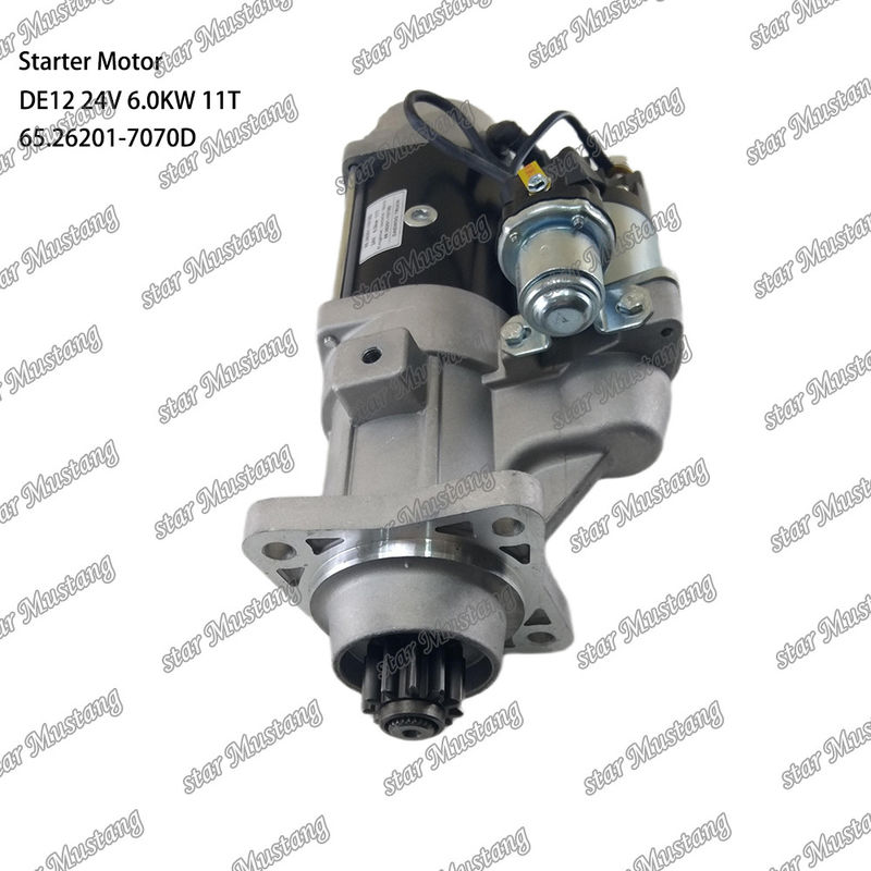 DE12 محرك بدء المحرك 24V 6.0KW 11T 65.26201-7070D لأجزاء احتياطية محرك دوسان دايو